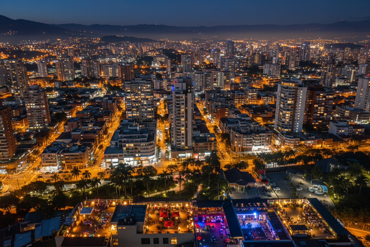 Medellín El Poblado noche Colombia