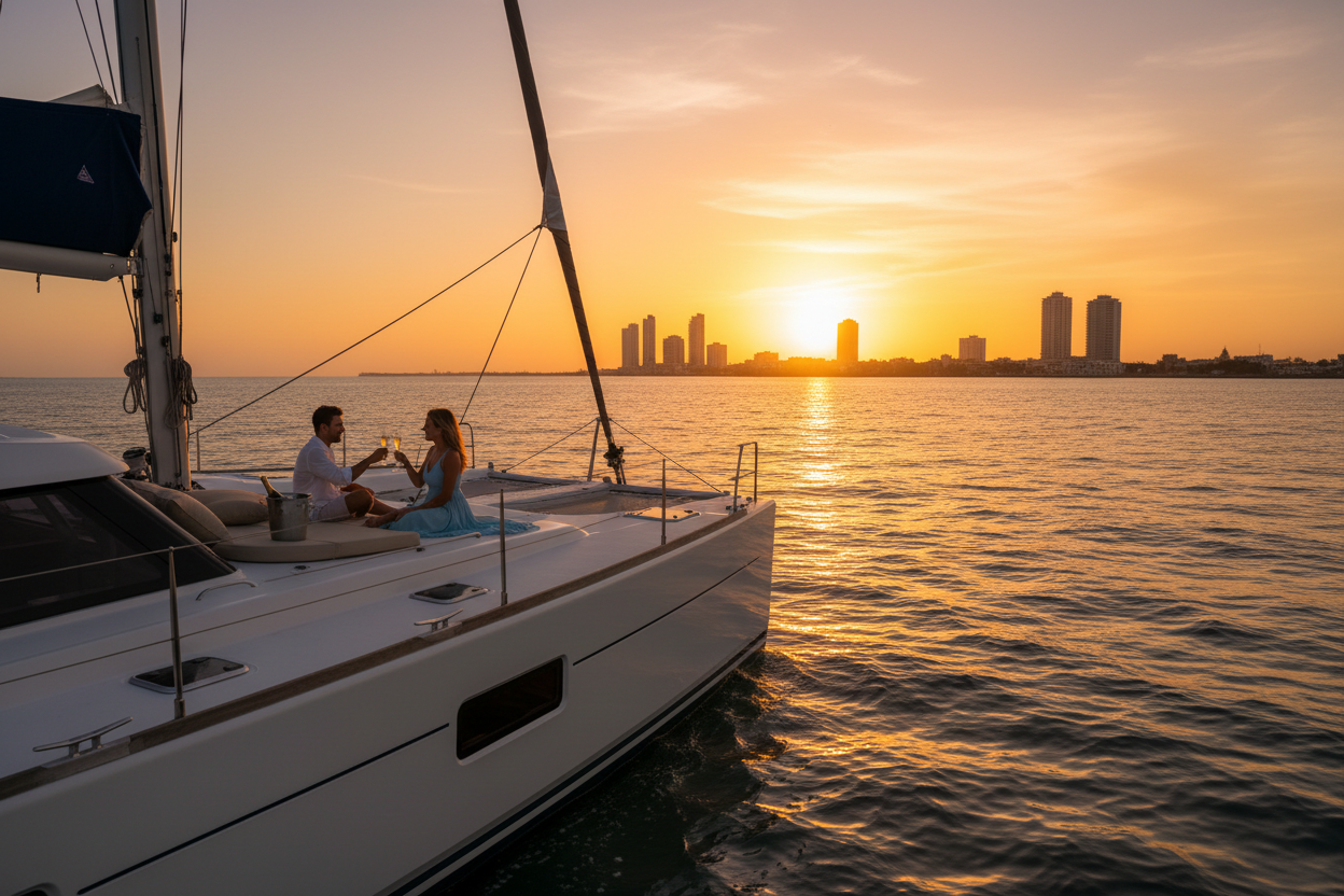 Velero atardecer Cartagena Caribe Colombia