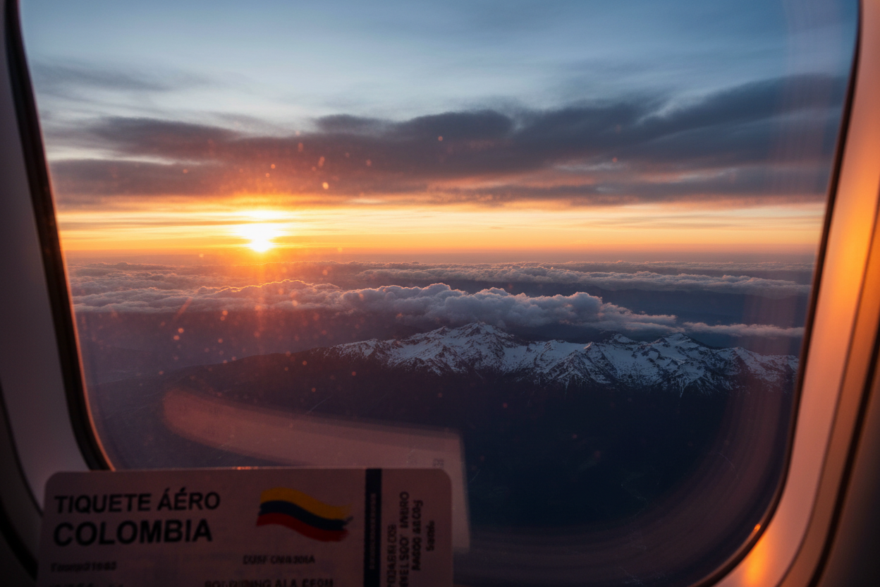 Vuelo nacional Colombia avión nubes Andes