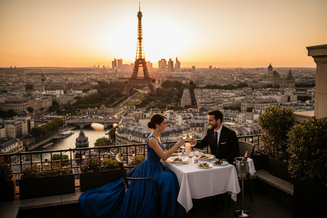 París al atardecer con la Torre Eiffel
